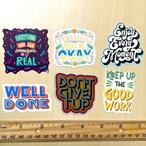 10/$10 or $1 BUNDLE: 6 Impressed Themed Vibe Stickers WATERPROOF! 👍 ✨ 🏅